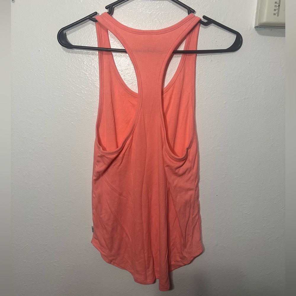 PINK - Coral, Ribbed Razor Back Tank Top - Size M - Picture 2 of 3